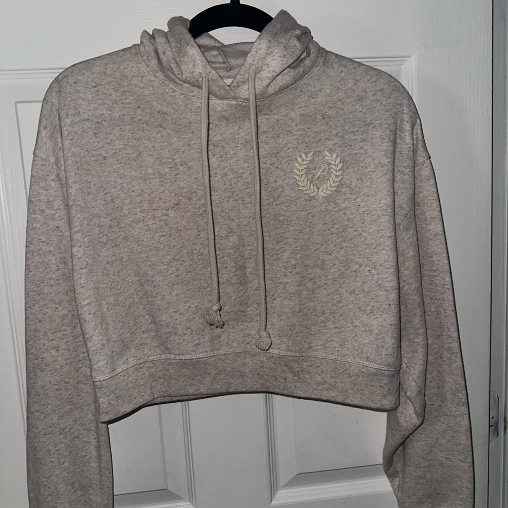 Victoria's Secret Gray Cropped Long Sleeve Hoodie